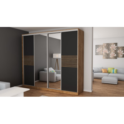 Dąb Lefkas/Czarny + Lustra