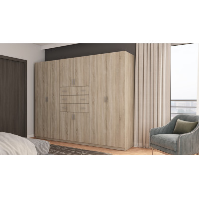 Armoire 270/210 - tringles à vêtements, étagères internes, tiroirs externes