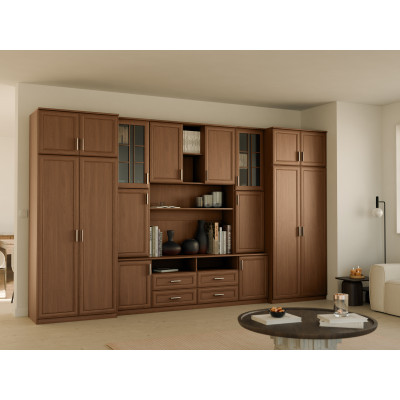 Wall unit with spacious cabinets, shelves, cabinets, TV area - SAWA