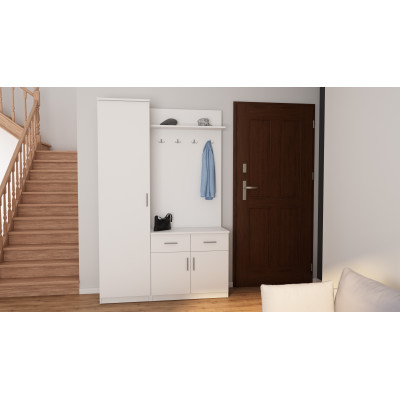 Entrée 130 - armoire d'entrée avec banc, tiroirs, étagères verrouillables, barre à patères