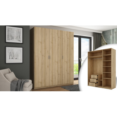 Armoire 180/230 - tringle vêtements, étagères, tiroirs internes