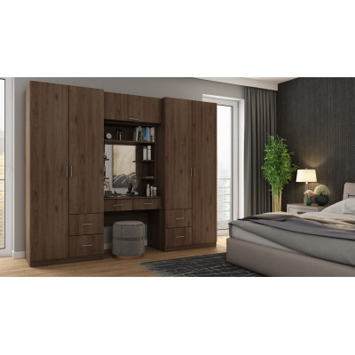 Armoire 255/210 - tringles à vêtements, étagères internes, tiroirs spacieux, coiffeuse