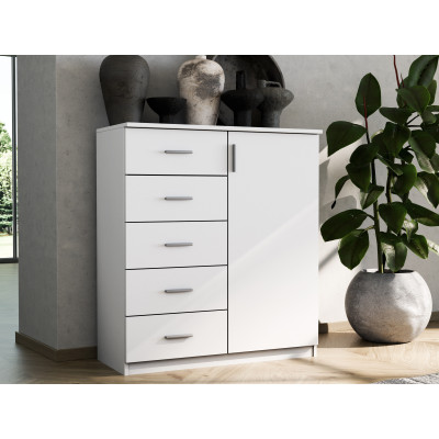 Comodă 100 cm, sertare, dulap, închidere silențioasă, arin, pin, nuc, alb