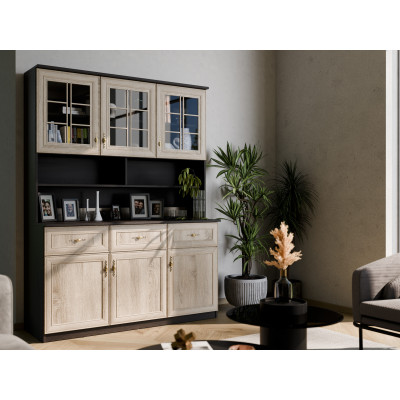 Buffet 120 cm, armoires, étagères, tiroirs, vitrages, chêne, pin, blanc, sonoma