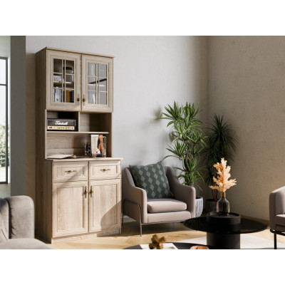 Bufet multifuncțional 80 cm, sertare, dulapuri, rafturi, alb, stejar, pin, sonoma