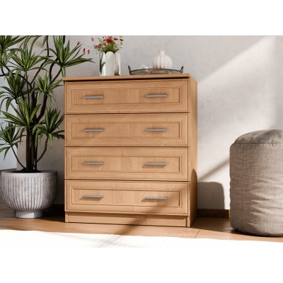 Comodă 80 cm, 4 sertare încăpătoare, închidere silențioasă, arin, pin, nuc, alb