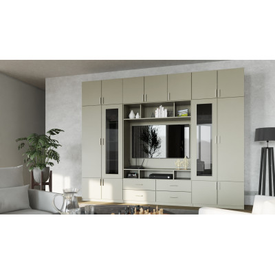 Perete de Mobilier Modern pentru Salon, Set de Mobilier de Cameră cu TV, Mare Număr de Rafturi - Vero