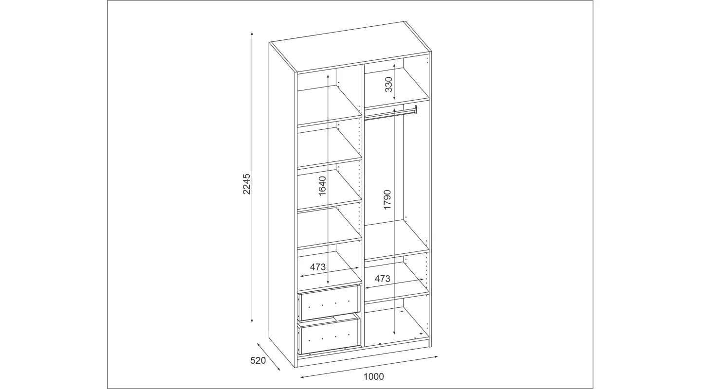 Szafa modułowa 100 cm z drążkiem ubraniowym i szufladami - MAX Premium "C" Szafa modułowa 100 cm z drążkiem ubraniowym i szufladami - MAX Premium "C"