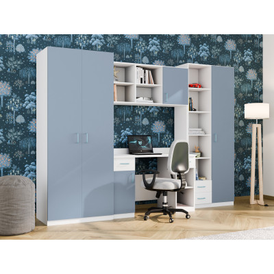 Meblościanka do pokoju dziecięcego i młodzieżowego z biurkiem i szafami - Bravo