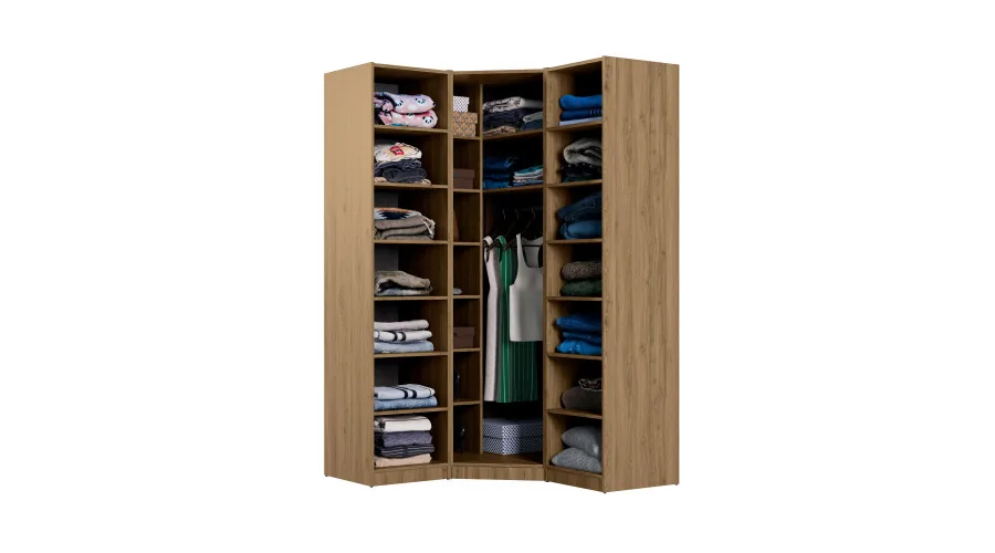 Szafa narożna modułowa 278 cm z lustrami Dąb Carpenter Whisky - Zestaw MAX Premium