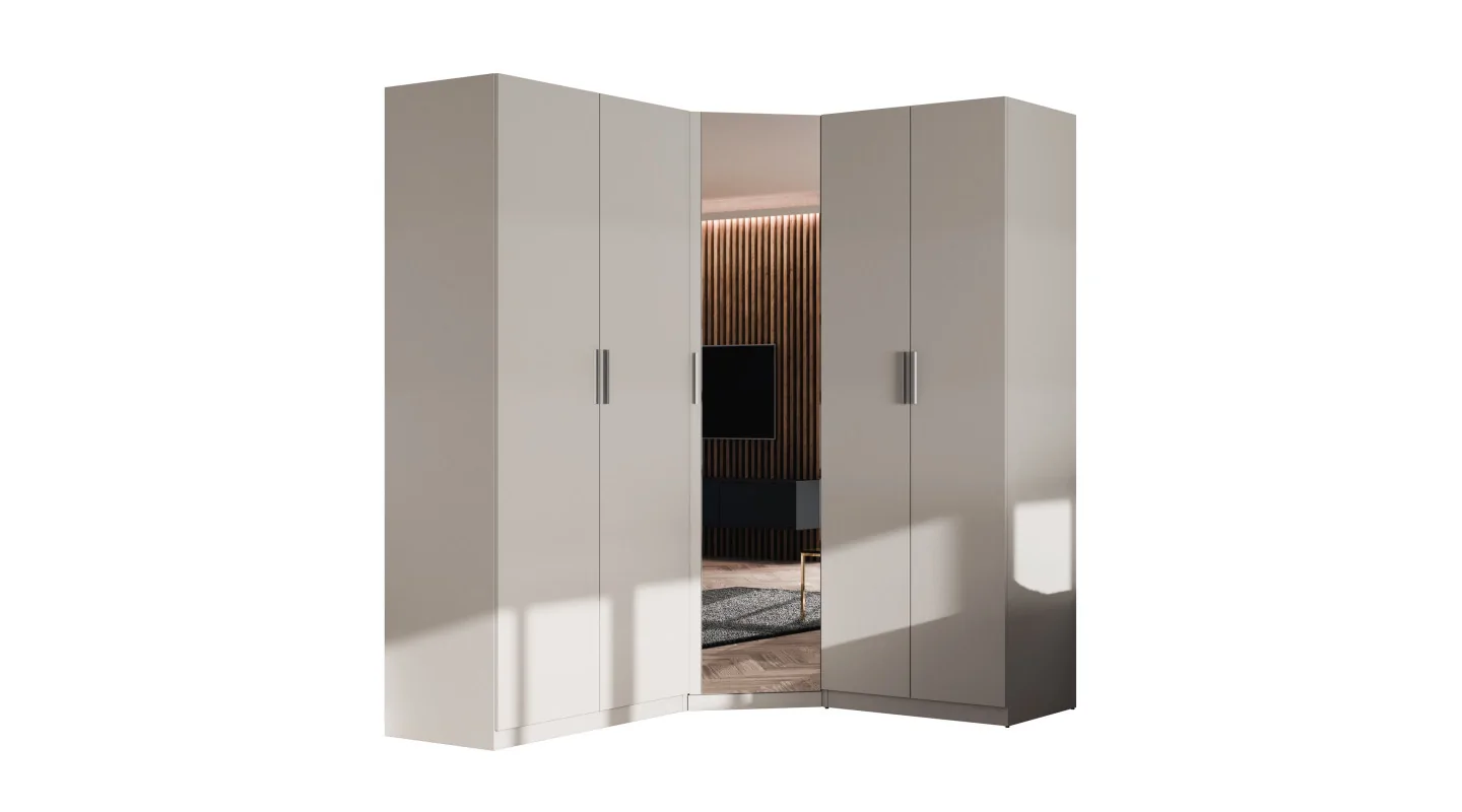 Szafa narożna modułowa 270 cm Kaszmirowy Beż - Zestaw MAX Premium