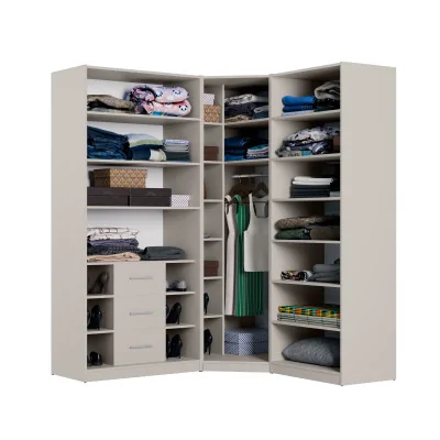 Szafa narożna modułowa 270 cm Kaszmirowy Beż - Zestaw MAX Premium
