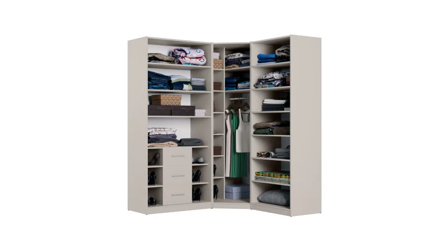 Szafa narożna modułowa 270 cm Kaszmirowy Beż - Zestaw MAX Premium