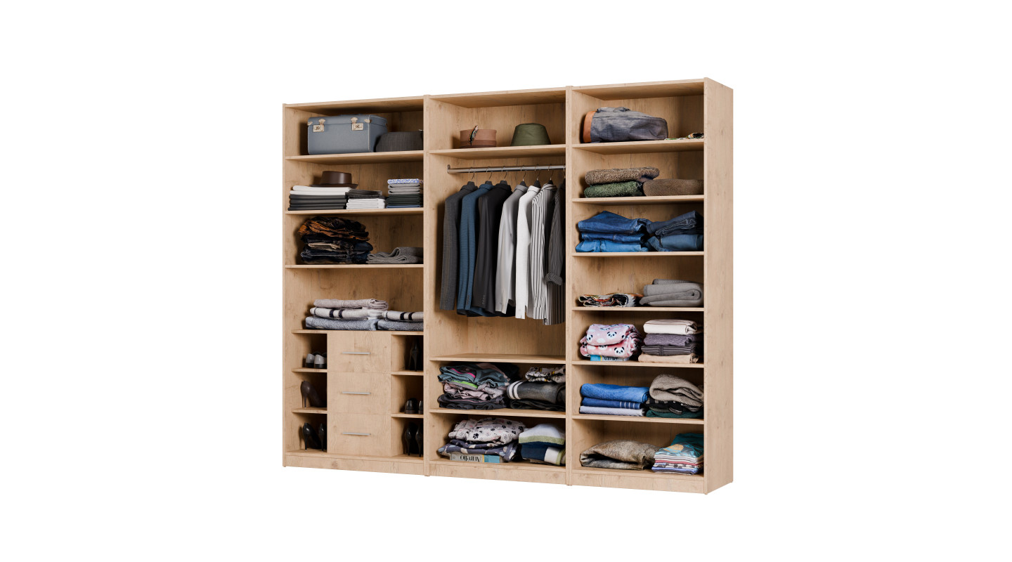 Szafa modułowa 270 cm Dąb Lancelot - Zestaw MAX Premium