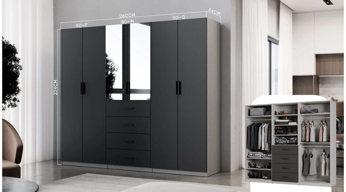 Szafa modułowa 80x225 cm z półkami i szufladami - System MAX Premium Szafa modułowa 80x225 cm z półkami i szufladami - System MAX Premium