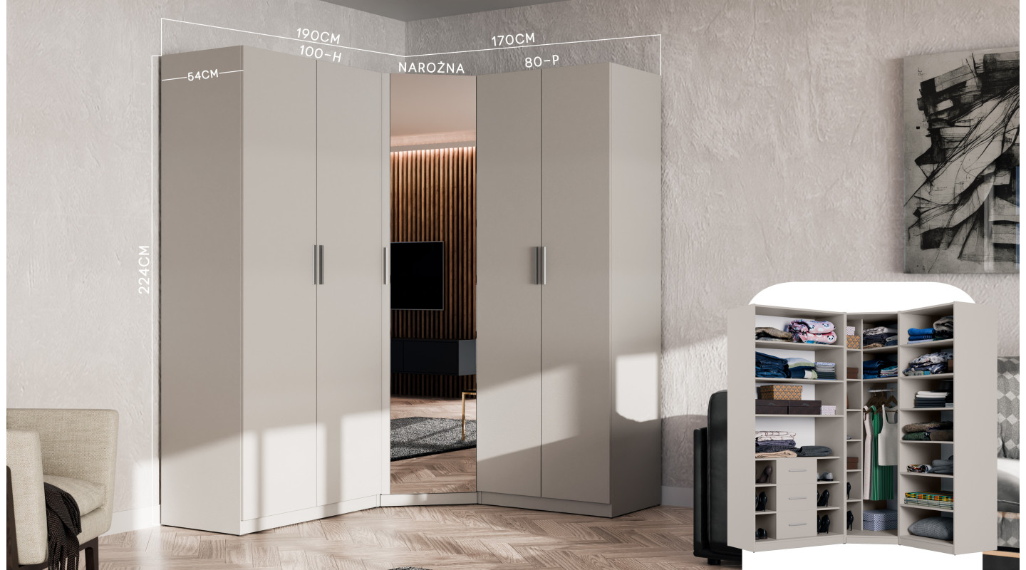 Szafa modułowa 80x225 cm półki MAX Premium - Elegancka szafa z półkami