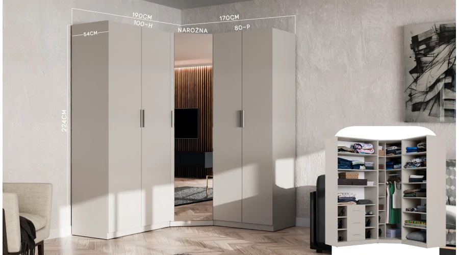 Szafa modułowa 80x225 cm półki MAX Premium - Elegancka szafa z półkami
