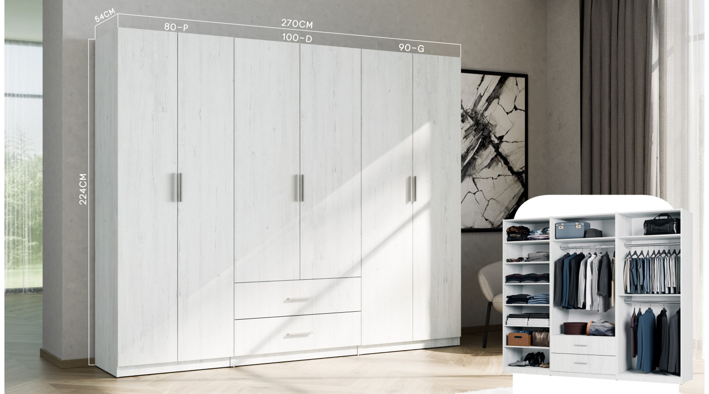 Szafa modułowa 80x225 cm półki MAX Premium - Elegancka szafa z półkami