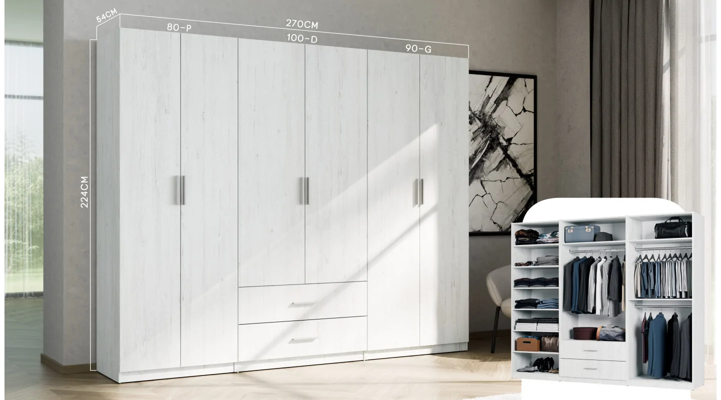 Szafa modułowa 80x225 cm półki MAX Premium - Elegancka szafa z półkami Szafa modułowa 80x225 cm półki MAX Premium - Elegancka szafa z półkami