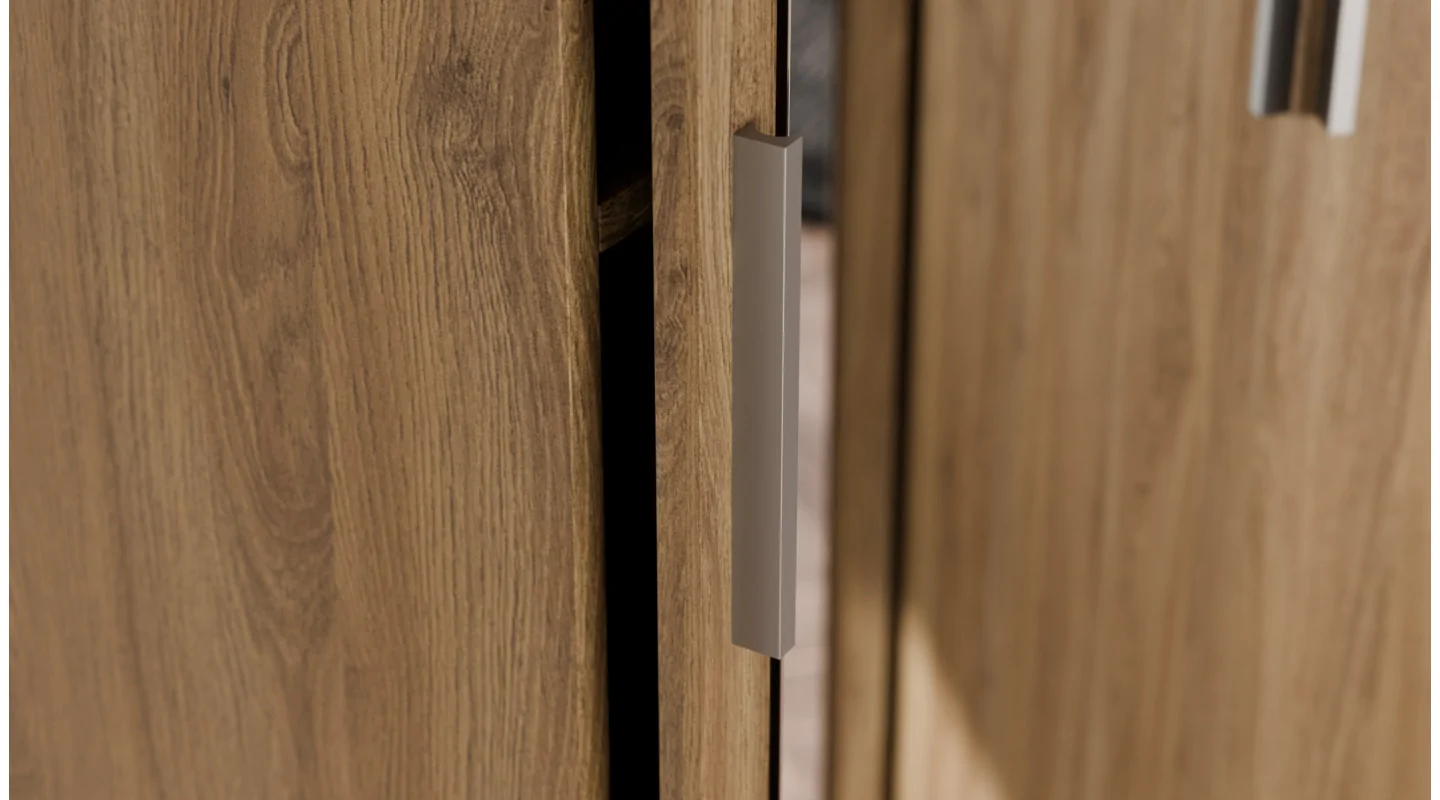 Szafa narożna modułowa 278 cm z lustrami Dąb Carpenter Whisky - Zestaw MAX Premium