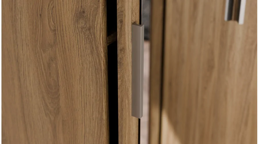 Szafa narożna modułowa 278 cm z lustrami Dąb Carpenter Whisky - Zestaw MAX Premium