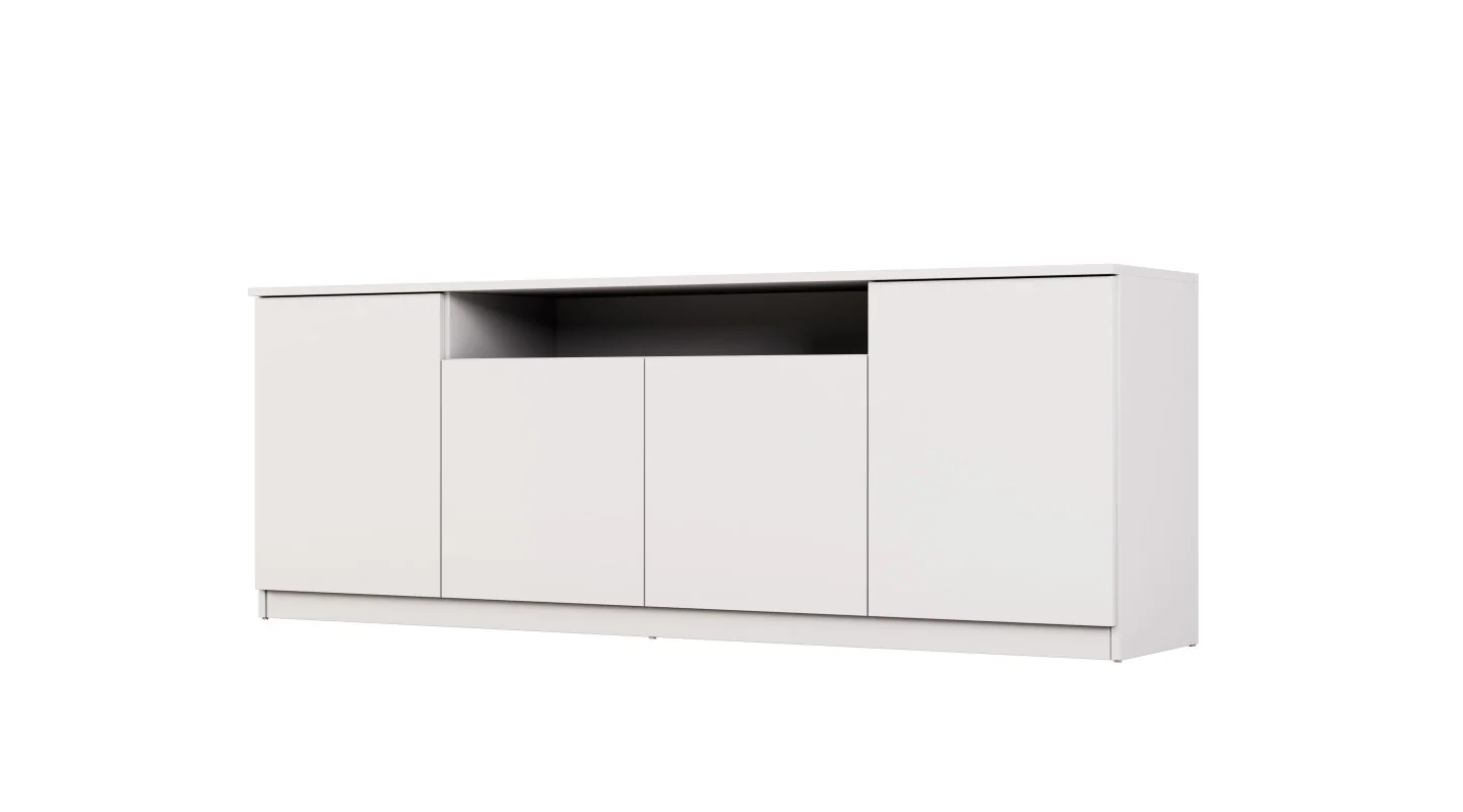 Nowoczesna komoda z systemem Tip-On 200×44 cm Śnieżna Biel – Luna Nowoczesna komoda z systemem Tip-On 200×44 cm Śnieżna Biel – Luna