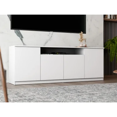Nowoczesna komoda z systemem Tip-On 200×44 cm Śnieżna Biel – Luna