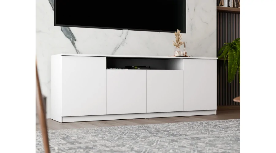 Nowoczesna komoda z systemem Tip-On 200×44 cm Śnieżna Biel – Luna Nowoczesna komoda z systemem Tip-On 200×44 cm Śnieżna Biel – Luna