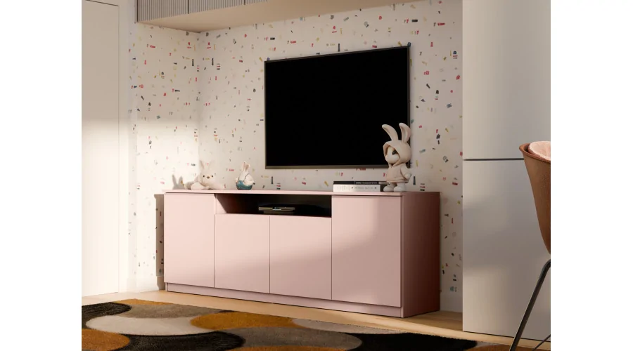 Nowoczesna komoda z systemem Tip-On 200×44 cm Różowy – Luna