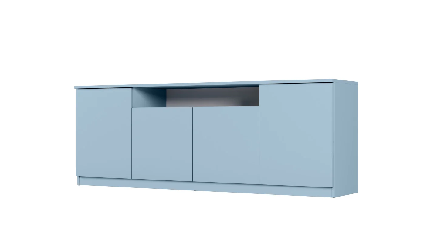 Nowoczesna komoda z systemem Tip-On 200×44 cm Niebieski Kredowy – Luna