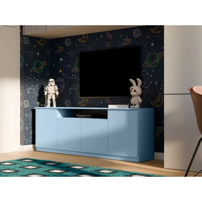 Nowoczesna komoda z systemem Tip-On 200×44 cm Niebieski Kredowy – Luna
