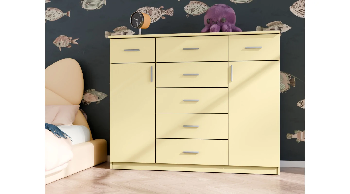 Komoda do pokoju z szufladami i szafkami 140 cm Wanilia – Silva