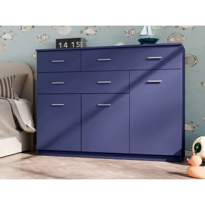 Duża komoda do salonu z szafkami i dużą liczbą szuflad 150 cm Kobalt – Grande