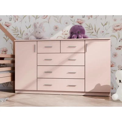 Pojemna komoda z szafkami oraz małymi i dużymi szufladami 160 cm Różowy – Linea