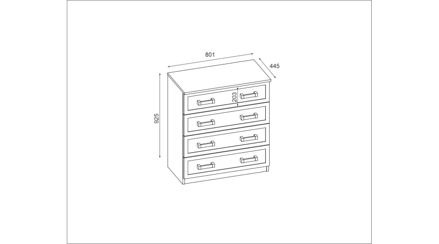 Kompaktowa komoda z 4 szufladami 80 cm Olcha – Nano