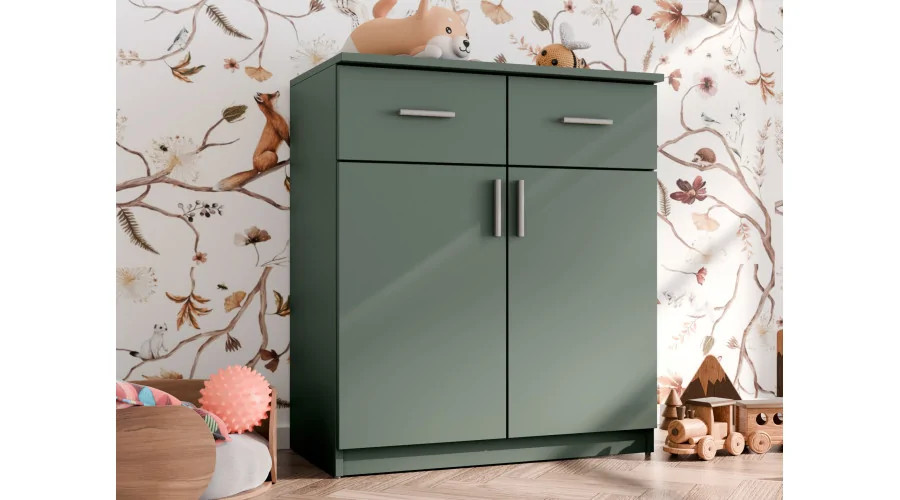 Komoda z drzwiczkami i szufladami 80 cm Zielony Butelkowy – Optima