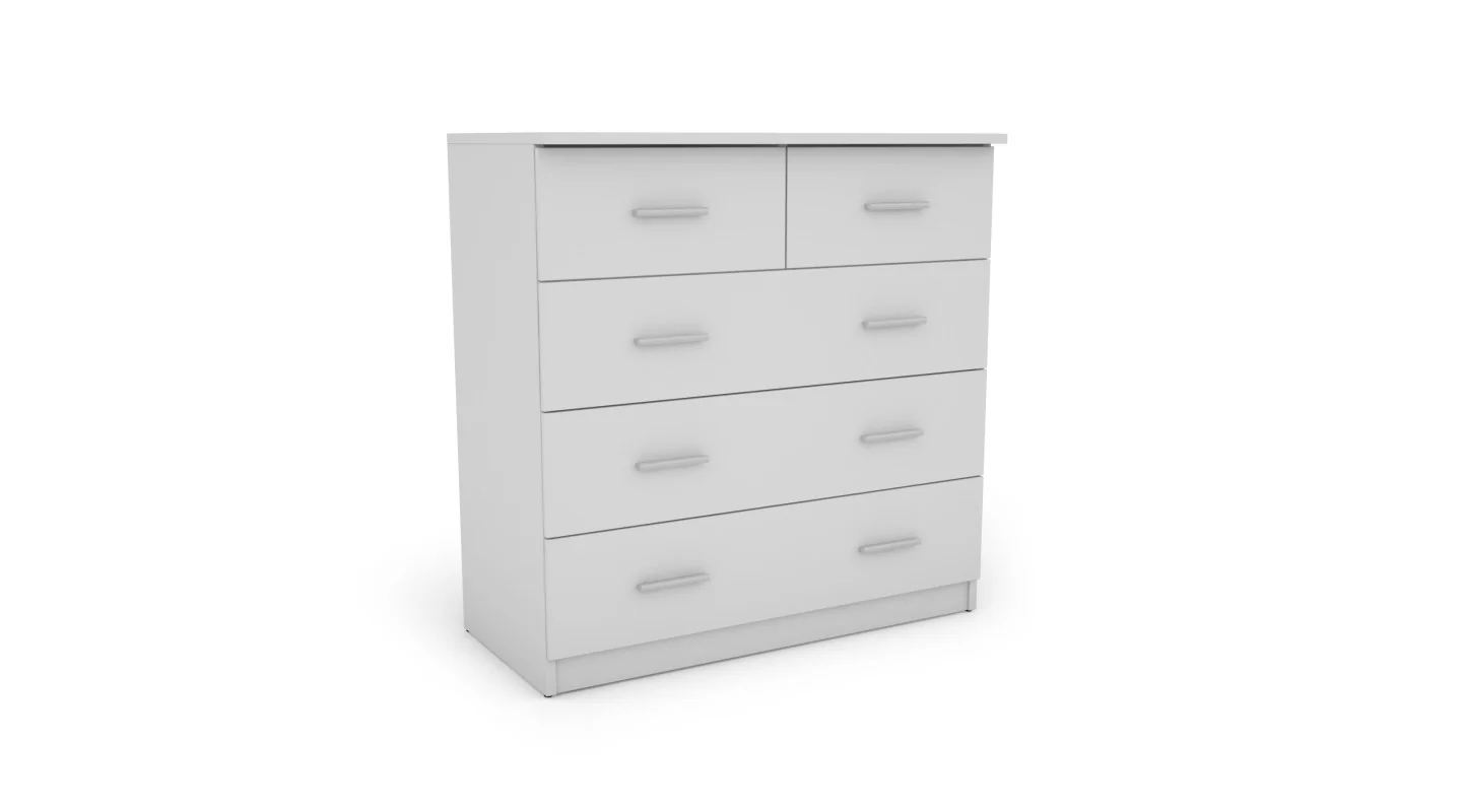 Wysoka komoda z 5 szufladami 90 cm Biel – Marsylia
