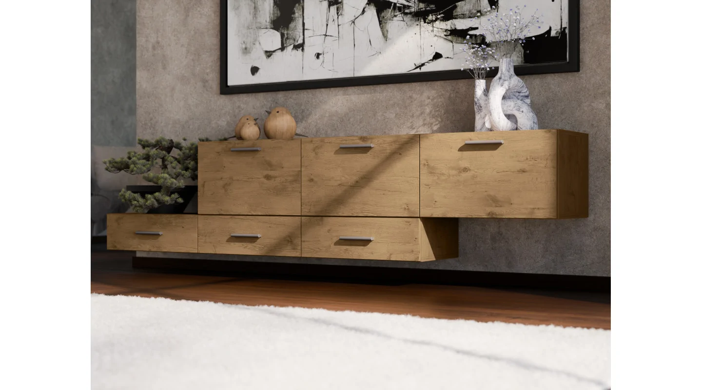 Komoda modułowa wolnostojąca lub wisząca 180–240 cm Dąb Lancelot – Multi Smart Komoda modułowa wolnostojąca lub wisząca 180–240 cm Dąb Lancelot – Multi Smart