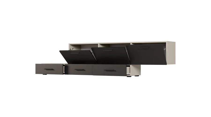 Komoda modułowa wolnostojąca lub wisząca 180–240 cm Kaszmirowy Beż / Czarny Onyx – Multi Smart