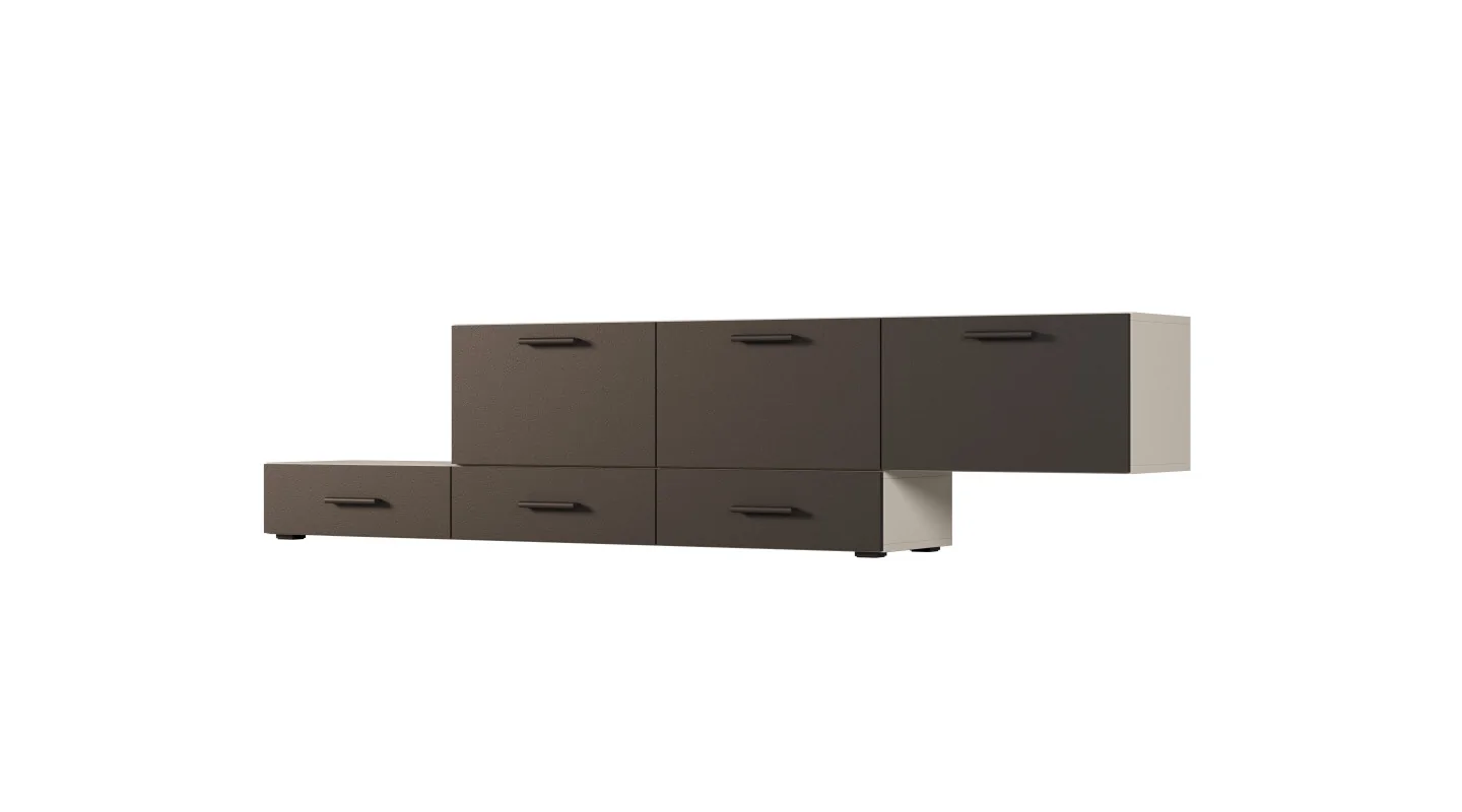 Komoda modułowa wolnostojąca lub wisząca 180–240 cm Kaszmirowy Beż / Czarny Onyx – Multi Smart