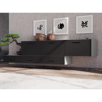 Komoda modułowa wolnostojąca lub wisząca 180–240 cm Kaszmirowy Beż / Czarny Onyx – Multi Smart