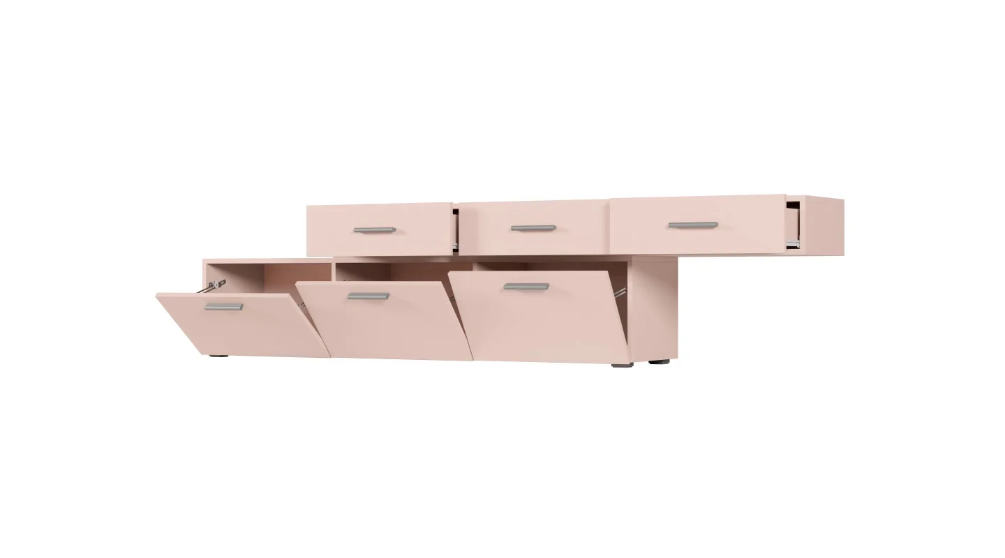 Komoda modułowa wolnostojąca lub wisząca 180–240 cm Różowy – Multi Smart Komoda modułowa wolnostojąca lub wisząca 180–240 cm Różowy – Multi Smart
