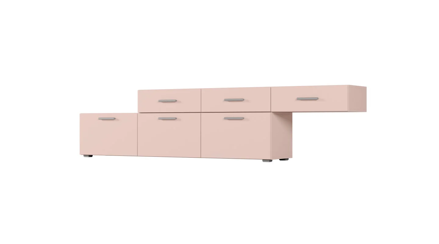 Komoda modułowa wolnostojąca lub wisząca 180–240 cm Różowy – Multi Smart Komoda modułowa wolnostojąca lub wisząca 180–240 cm Różowy – Multi Smart