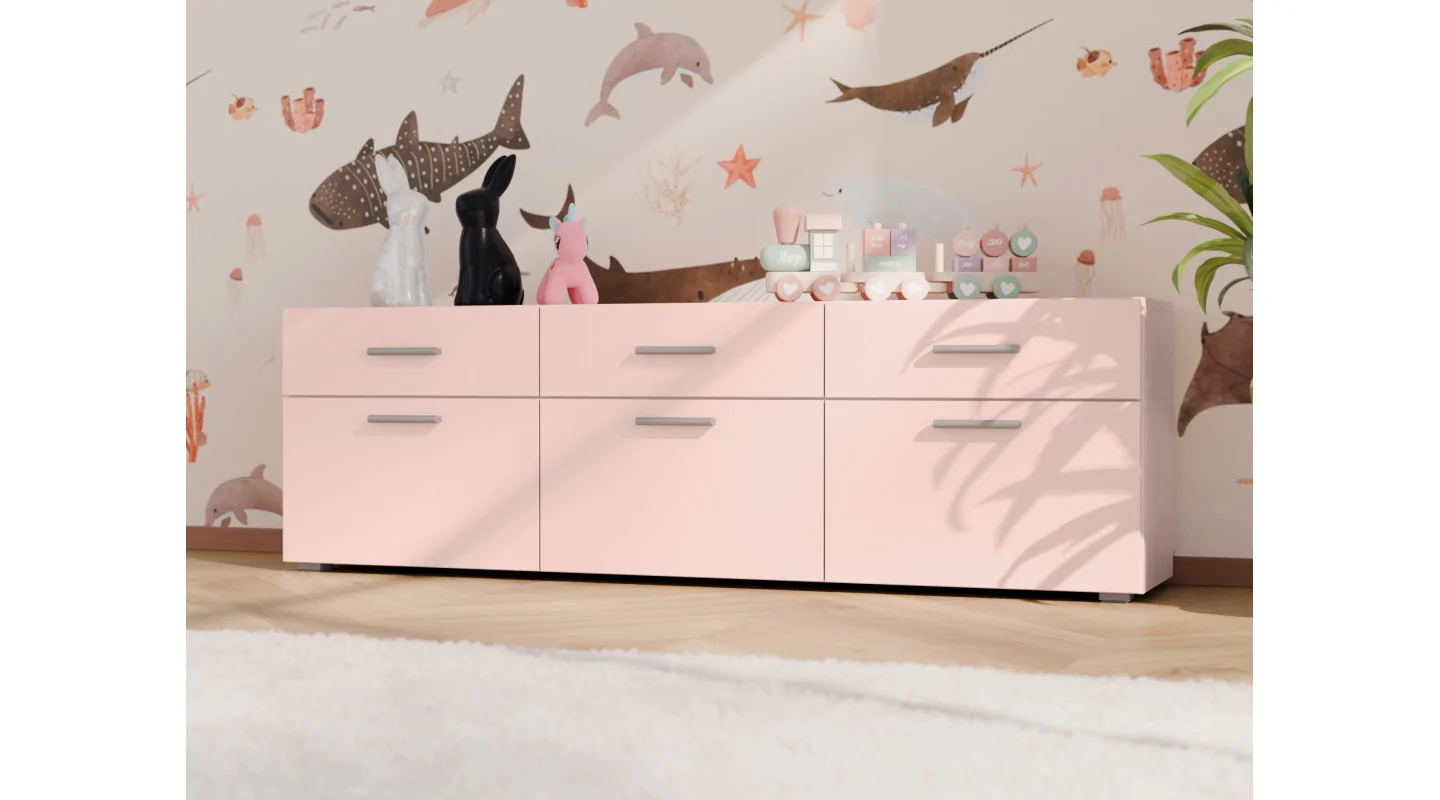 Komoda modułowa wolnostojąca lub wisząca 180–240 cm Różowy – Multi Smart Komoda modułowa wolnostojąca lub wisząca 180–240 cm Różowy – Multi Smart