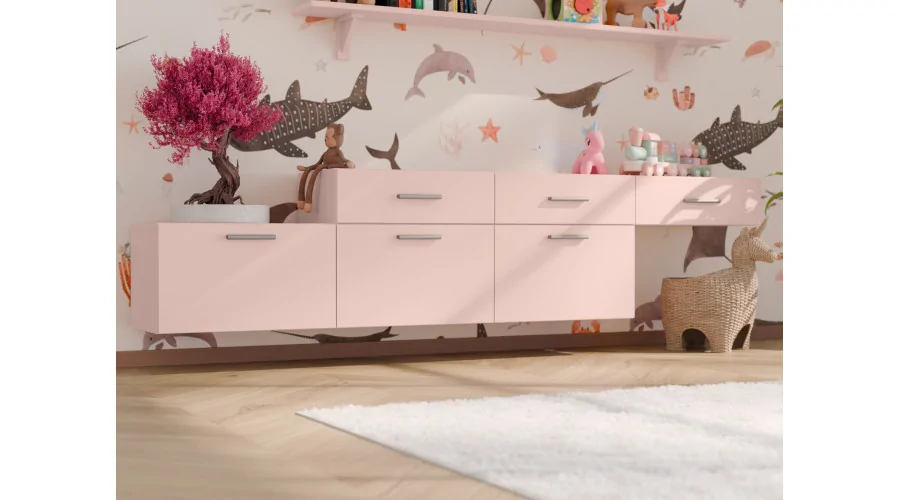 Komoda modułowa wolnostojąca lub wisząca 180–240 cm Różowy – Multi Smart Komoda modułowa wolnostojąca lub wisząca 180–240 cm Różowy – Multi Smart