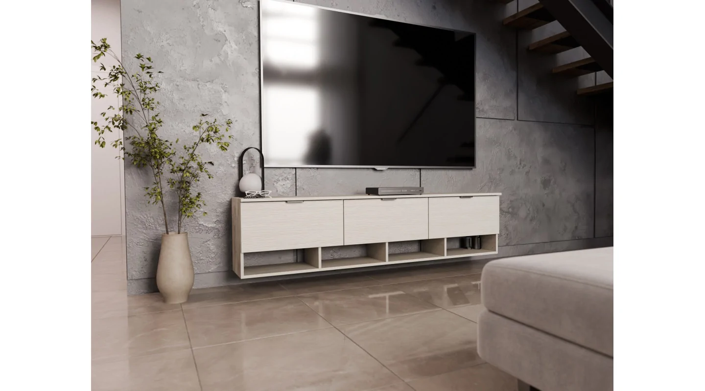Komoda RTV 200 cm - Szafka pod telewizor biała- Alto | e-Meblast