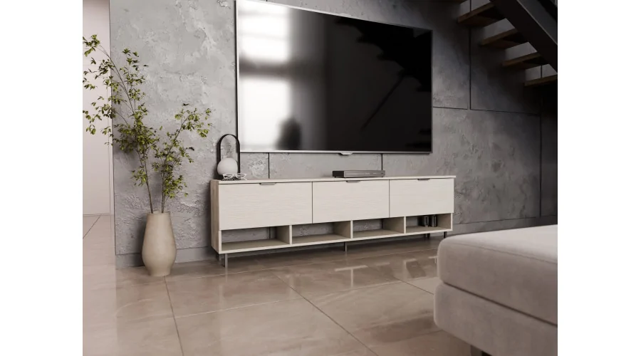 Komoda RTV 200 cm - Szafka pod telewizor biała- Alto | e-Meblast