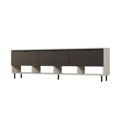 Komoda RTV 200 cm - Szafka pod telewizor Kaszmirowy Beż / Czarny Onyx - Alto | e-Meblast