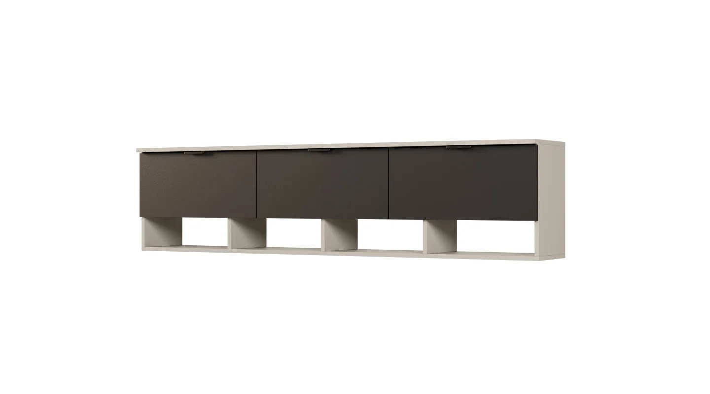 Komoda RTV 200 cm - Szafka pod telewizor Kaszmirowy Beż / Czarny Onyx - Alto | e-Meblast
