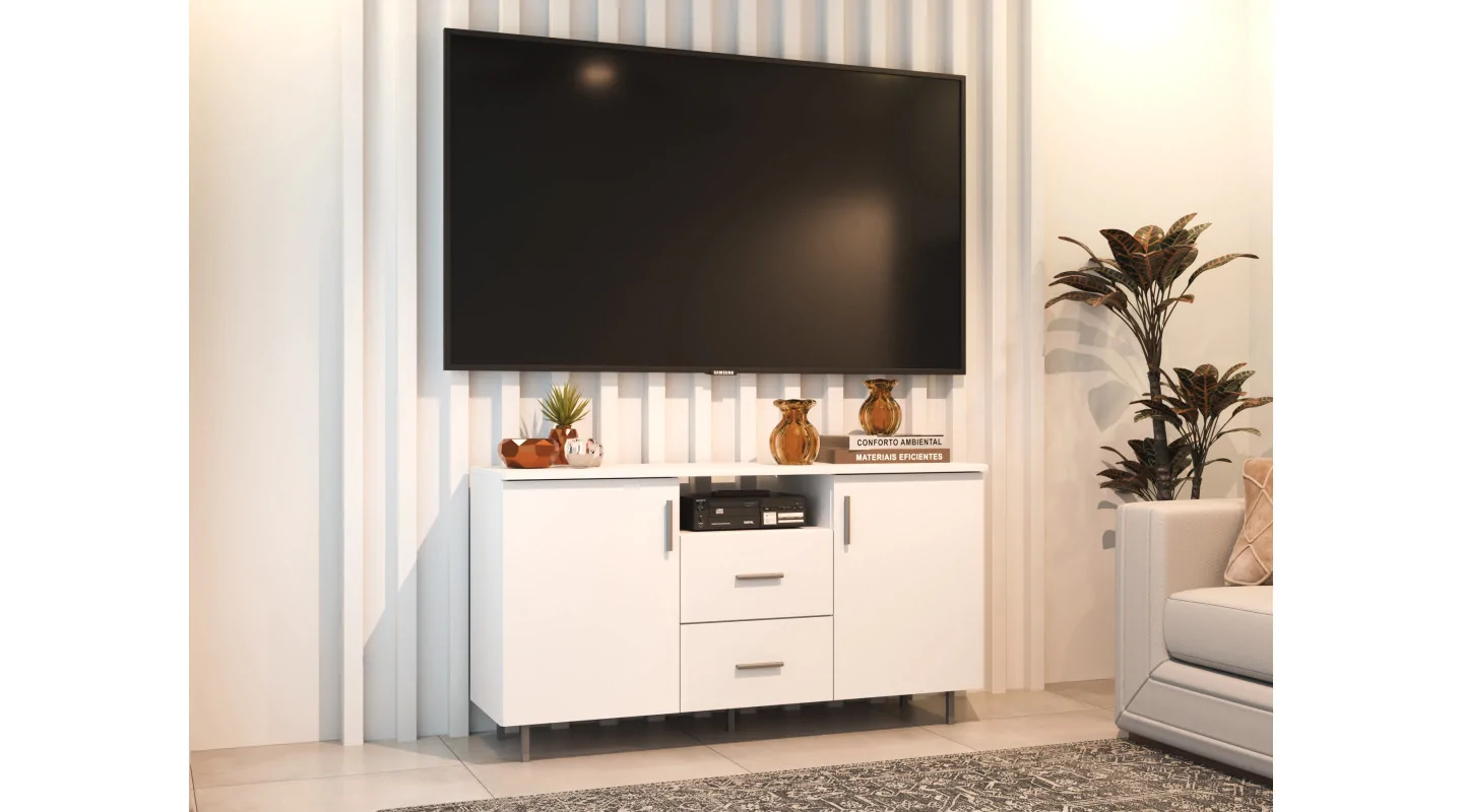 Szafka RTV 135 cm śnieżna biel – Compact | eMeblast